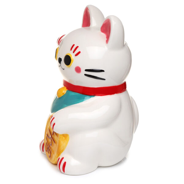 Collectable Ceramic White Maneki Neko Lucky Cat Money Box - Image 2