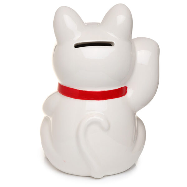 Collectable Ceramic White Maneki Neko Lucky Cat Money Box - Image 3