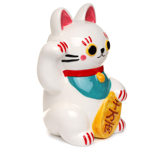 Collectable Ceramic White Maneki Neko Lucky Cat Money Box - Image 4