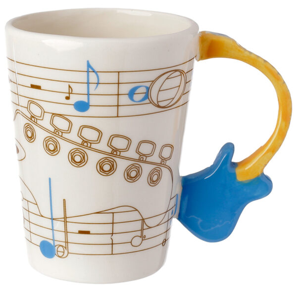 Shaped Handle Ceramic Mug - Guitar with Sheet Music Decal - Image 5