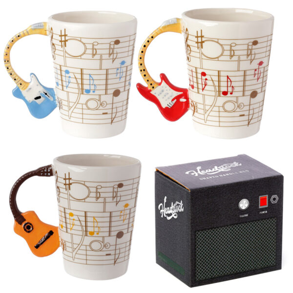 Shaped Handle Ceramic Mug - Guitar with Sheet Music Decal - Image 7