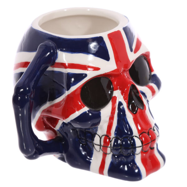 Ceramic Shaped Head Mug - UK Flag Skull - Image 3
