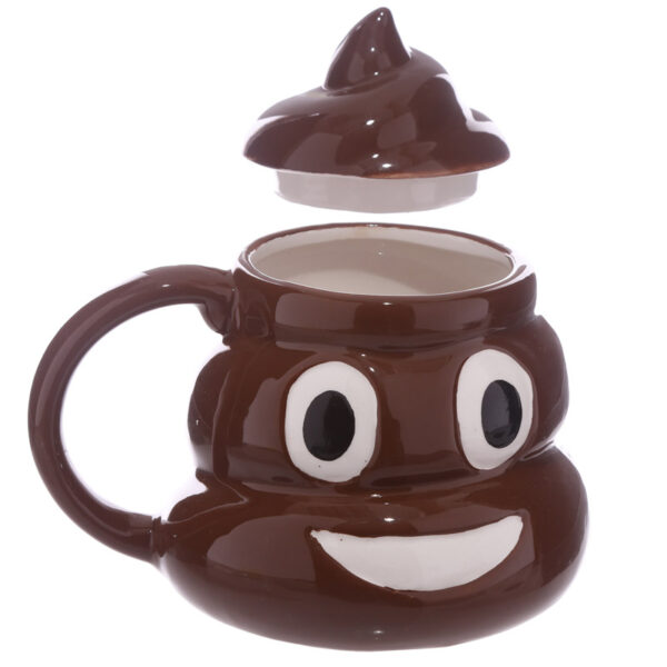 Shaped Ceramic Mug with Lid - Emotive Poop - Image 3