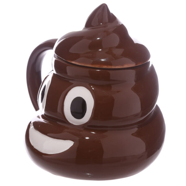 Shaped Ceramic Mug with Lid - Emotive Poop - Image 4