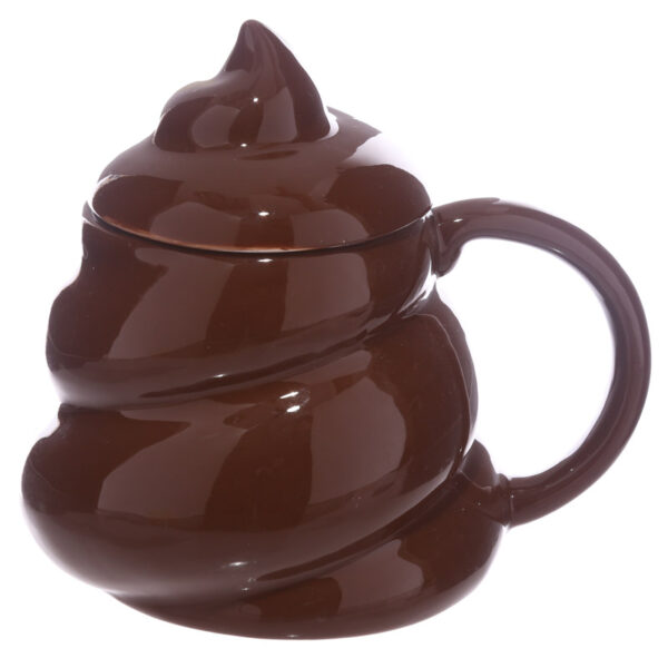 Shaped Ceramic Mug with Lid - Emotive Poop - Image 5