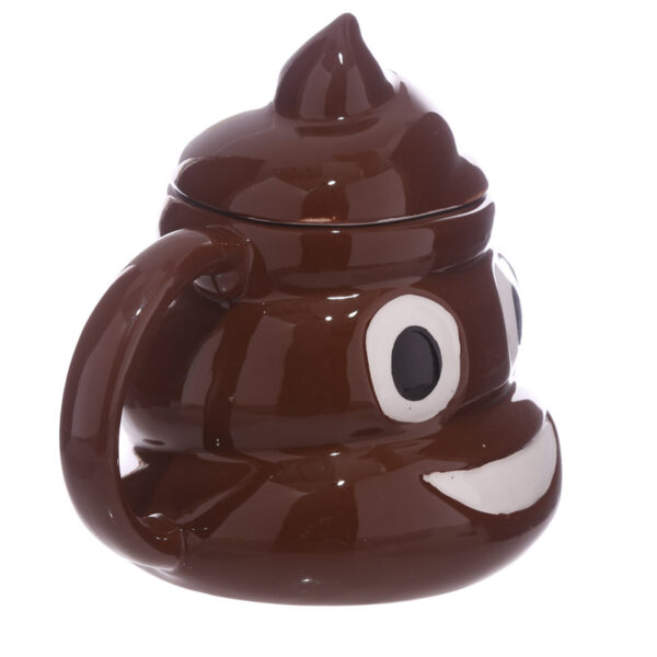 Shaped Ceramic Mug with Lid - Emotive Poop - Image 6