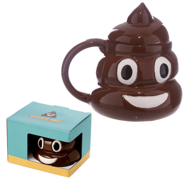 Shaped Ceramic Mug with Lid - Emotive Poop - Image 8