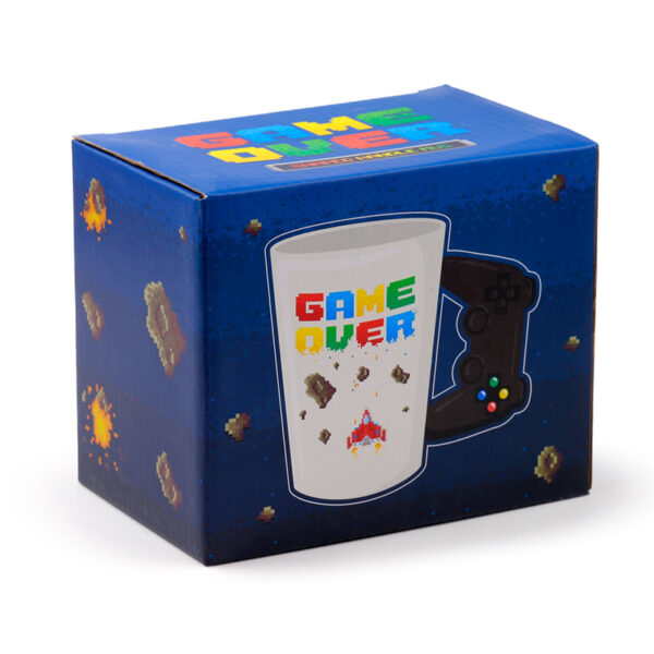 Shaped Handle Ceramic Mug - Game Over with Pixel Decal - Image 2