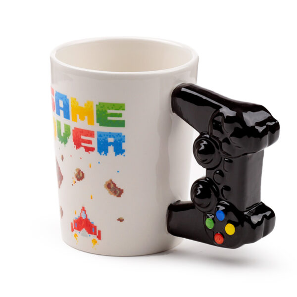 Shaped Handle Ceramic Mug - Game Over with Pixel Decal - Image 3