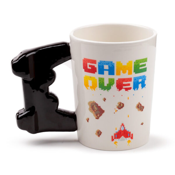 Shaped Handle Ceramic Mug - Game Over with Pixel Decal - Image 5