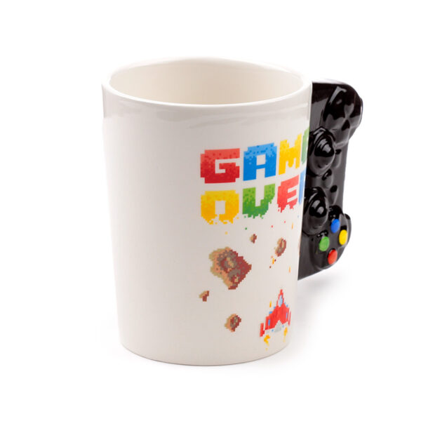 Shaped Handle Ceramic Mug - Game Over with Pixel Decal - Image 6