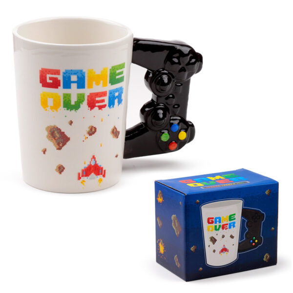Shaped Handle Ceramic Mug - Game Over with Pixel Decal - Image 7