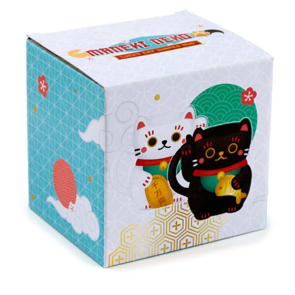 Novelty Shaped Ceramic Mug - White Maneki Neko Lucky Cat - Image 5