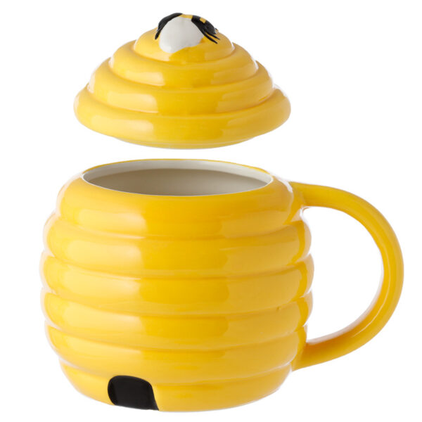 Shaped Ceramic Mug with Lid - Beehive - Image 3