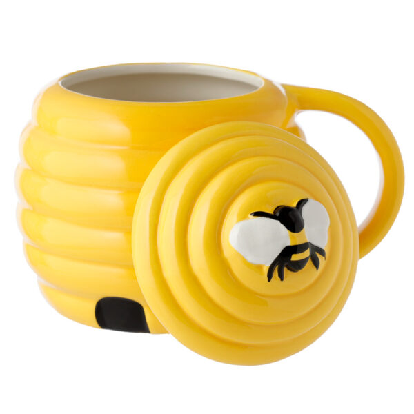 Shaped Ceramic Mug with Lid - Beehive - Image 4