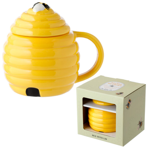 Shaped Ceramic Mug with Lid - Beehive - Image 11