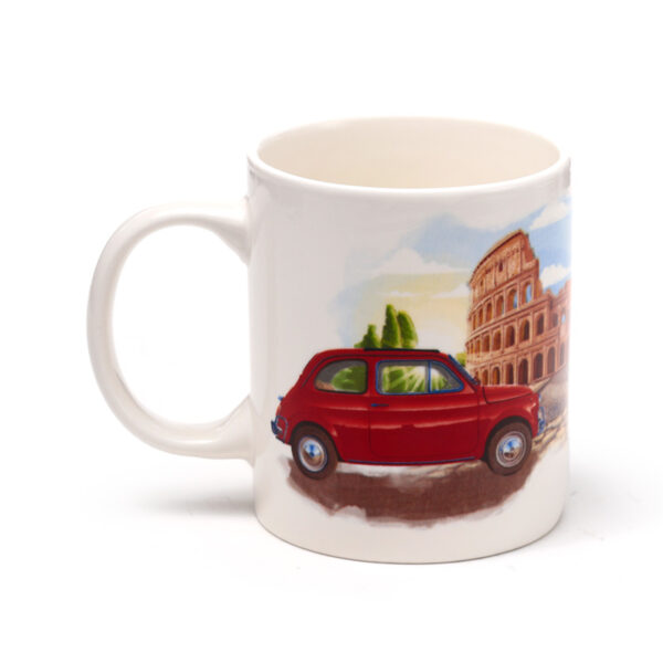 Porcelain Mug - Fiat 500 Rome - Image 3