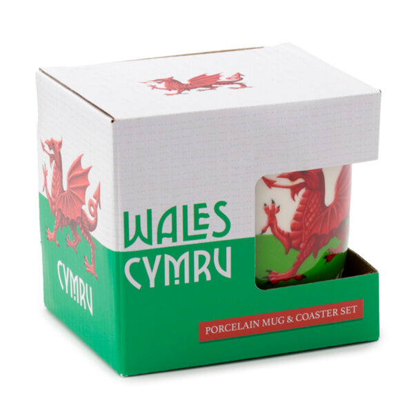 Porcelain Mug & Coaster Set - Welsh Dragon Wales (Cymru) Souvenir - Image 3
