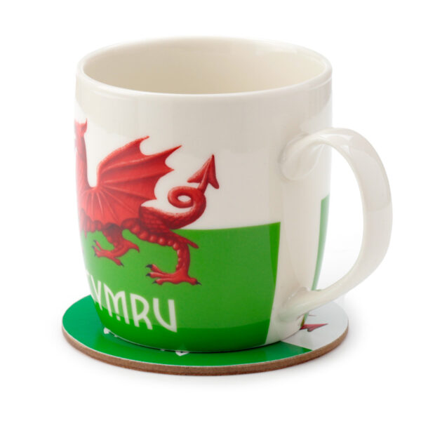 Porcelain Mug & Coaster Set - Welsh Dragon Wales (Cymru) Souvenir - Image 4