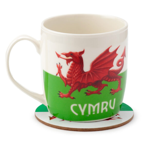 Porcelain Mug & Coaster Set - Welsh Dragon Wales (Cymru) Souvenir - Image 5