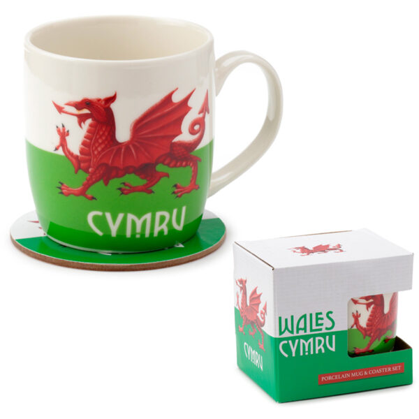 Porcelain Mug & Coaster Set - Welsh Dragon Wales (Cymru) Souvenir - Image 8