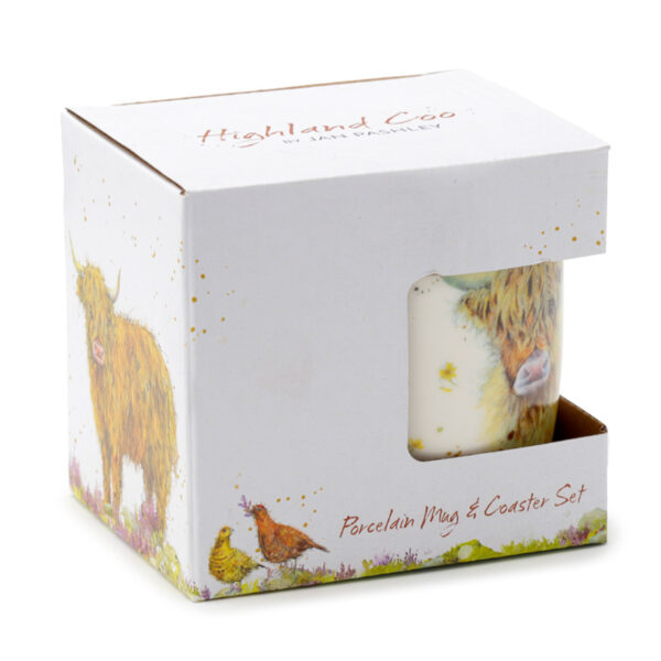 Porcelain Mug & Coaster Set - Jan Pashley Highland Coo Cow - Image 3