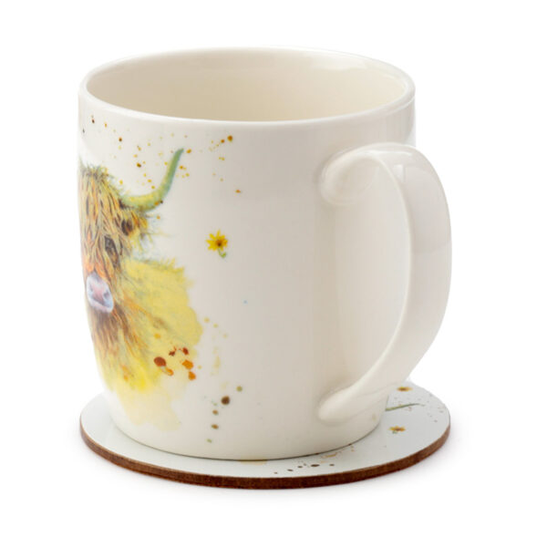 Porcelain Mug & Coaster Set - Jan Pashley Highland Coo Cow - Image 4