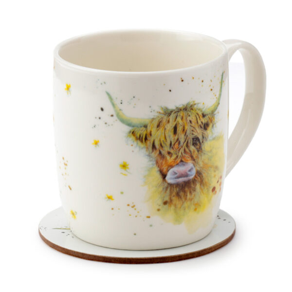 Porcelain Mug & Coaster Set - Jan Pashley Highland Coo Cow - Image 7