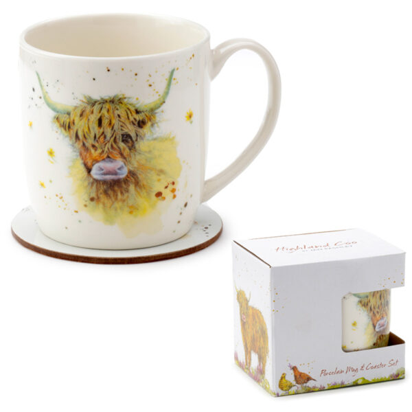 Porcelain Mug & Coaster Set - Jan Pashley Highland Coo Cow - Image 8