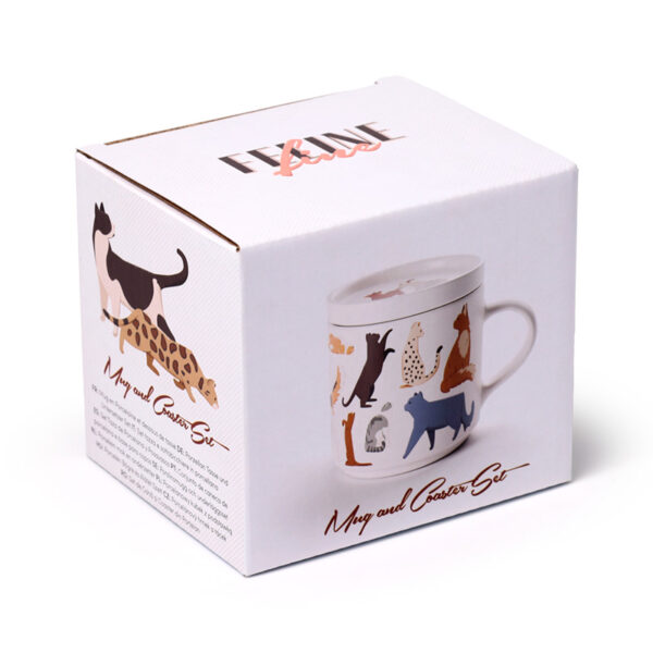 Porcelain Mug & Coaster Lid Set - Feline Fine Cats (New) - Image 2