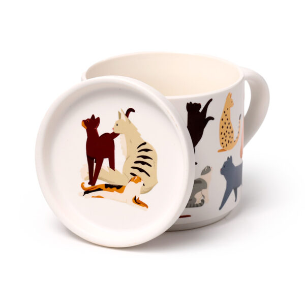 Porcelain Mug & Coaster Lid Set - Feline Fine Cats (New) - Image 3