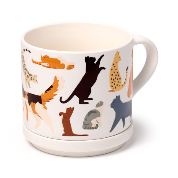 Porcelain Mug & Coaster Lid Set - Feline Fine Cats (New) - Image 4