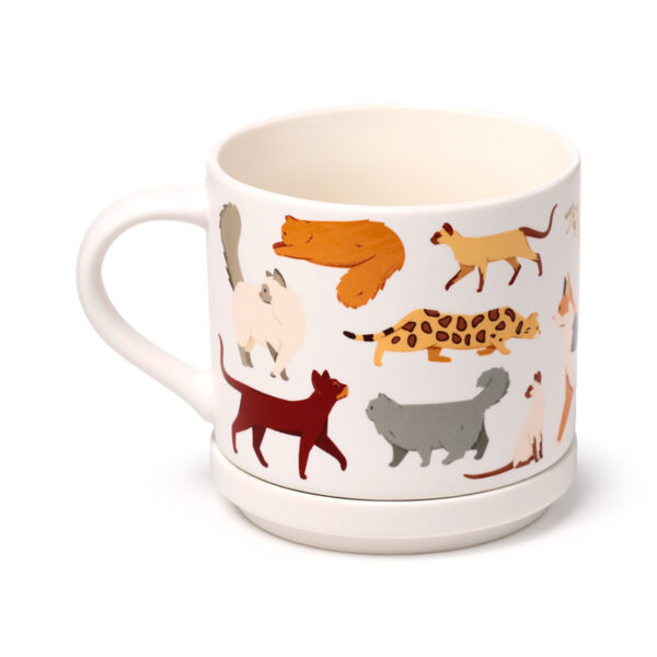 Porcelain Mug & Coaster Lid Set - Feline Fine Cats (New) - Image 6