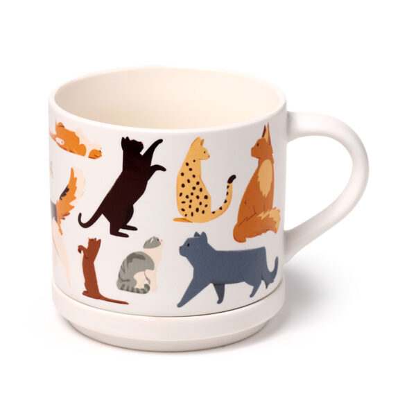 Porcelain Mug & Coaster Lid Set - Feline Fine Cats (New) - Image 8