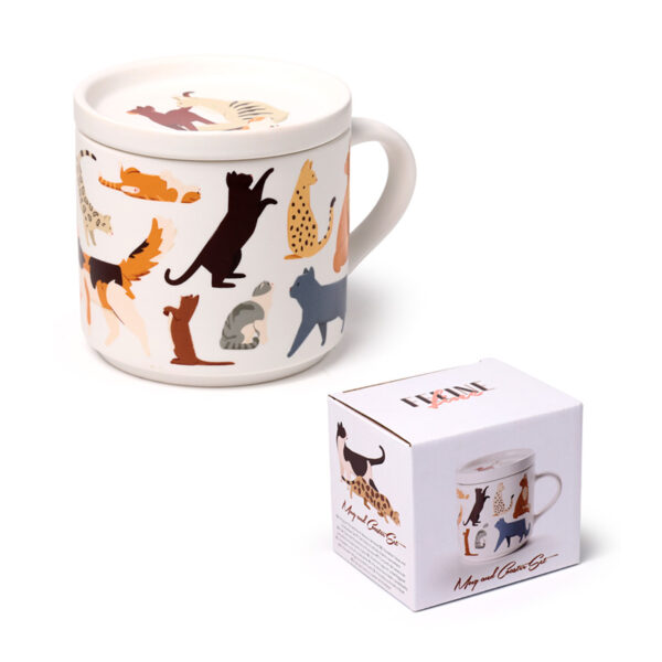 Porcelain Mug & Coaster Lid Set - Feline Fine Cats (New) - Image 11