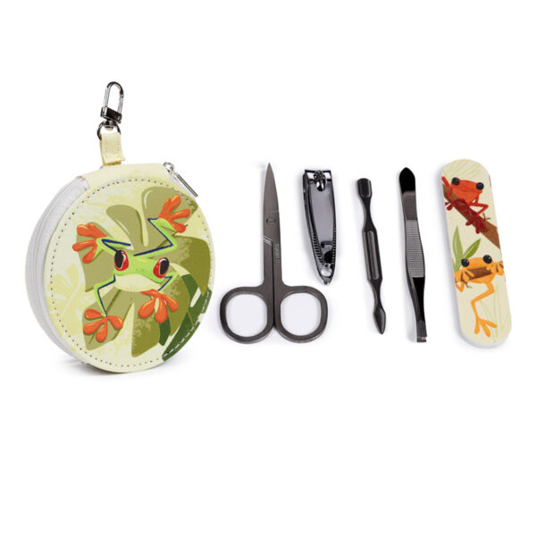 5 Piece Round Manicure Set - Tropical Frogs - Image 2