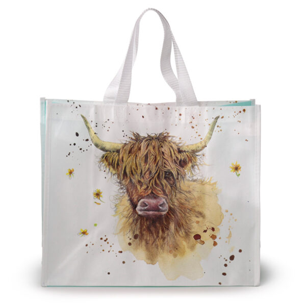 Durable Reusable Shopping Bag - Jan Pashley Highland Coo Cow - Image 3