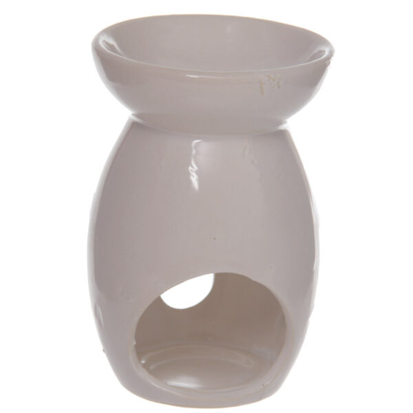 Simple Tear Drop Cut-Out White Ceramic Oil and Wax Burner - Image 3