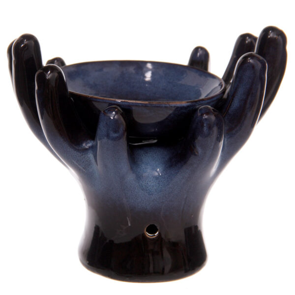 Ceramic Hands Design Dark Glazed Oil Burner - Image 2