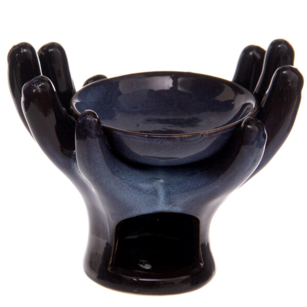 Ceramic Hands Design Dark Glazed Oil Burner - Image 4