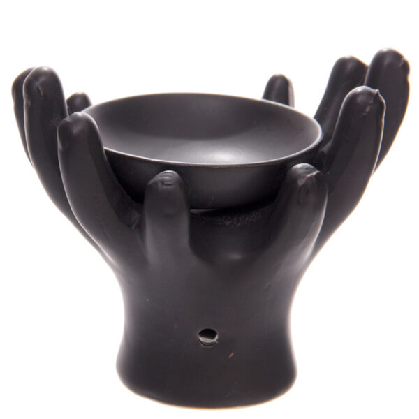 Ceramic Hands Design Dark Glazed Oil Burner - Image 5