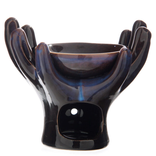 Ceramic Hands Design Dark Glazed Oil Burner - Image 9