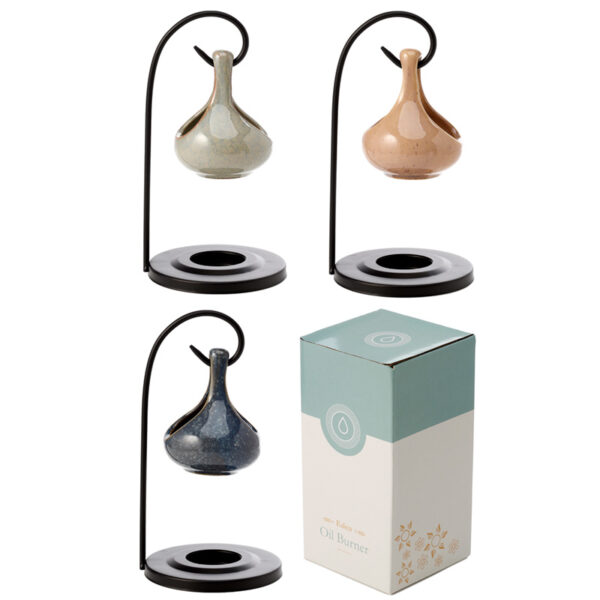 Hanging Teardrop Ceramic Oil Burner with Metal Stand - Image 9