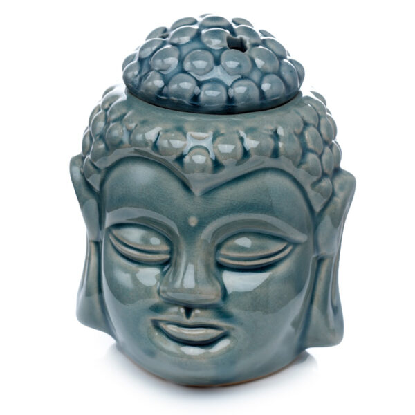 Ceramic Buddha Head Design Crackle Glazed Oil Burner - Image 2