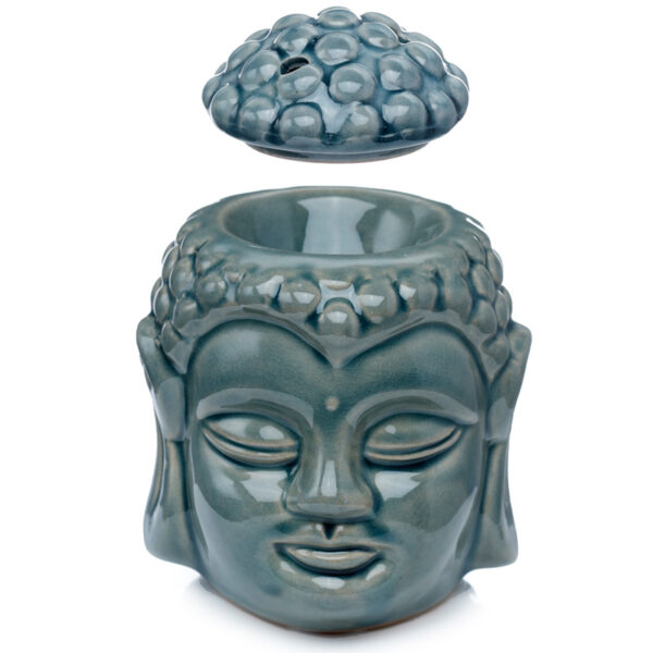 Ceramic Buddha Head Design Crackle Glazed Oil Burner - Image 4