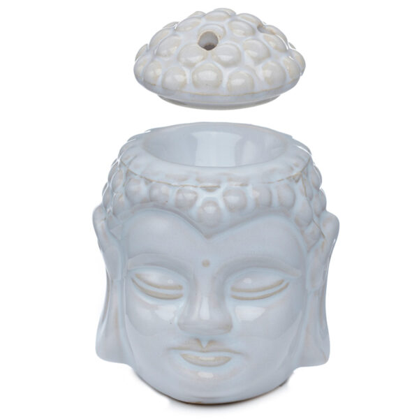 Ceramic Buddha Head Design Crackle Glazed Oil Burner - Image 5
