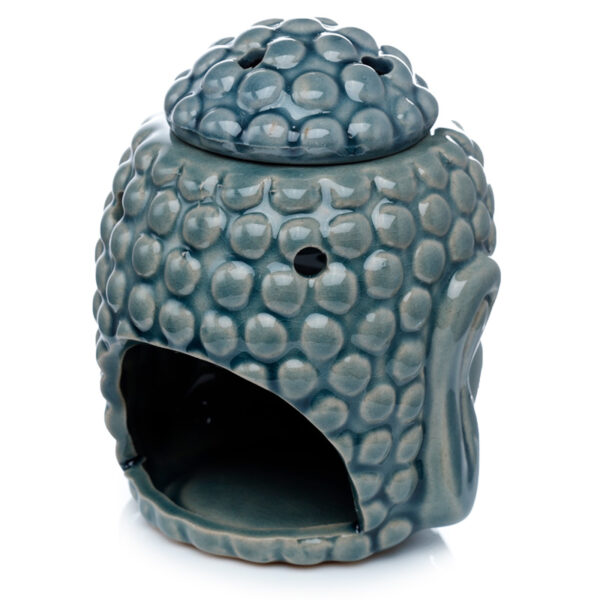 Ceramic Buddha Head Design Crackle Glazed Oil Burner - Image 7
