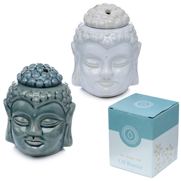 Ceramic Buddha Head Design Crackle Glazed Oil Burner - Image 11