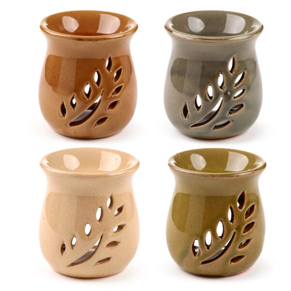 Ceramic Crackled Glaze Leaf Cut Out Oil Burner - Image 2