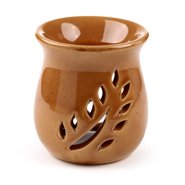 Ceramic Crackled Glaze Leaf Cut Out Oil Burner - Image 3
